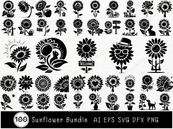 100 Sunflower SVG Bundle for Crafting and Graphics