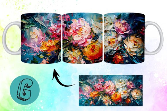 3D Oil Paint Pretty Flowers Mug Wrap 17