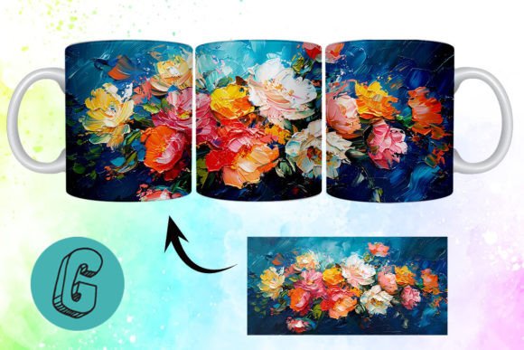 3D Oil Paint Pretty Flowers Mug Wrap 19 Graphics