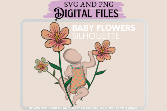 Baby Silhouette Flowers Graphics