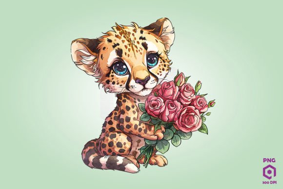 Cheetah Giving Flowers Graphics