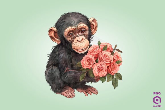 Chimpanzee Giving Flowers Graphics