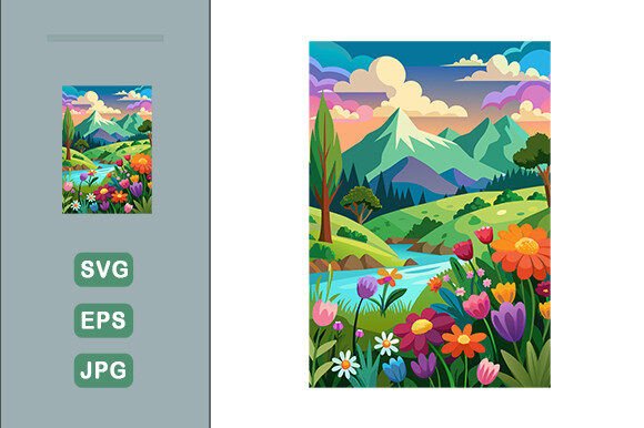 Colorful Flowers Landscape Graphics