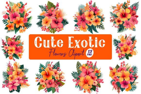 Cute Exotic Flowers Clipart Graphics