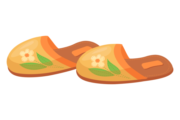 Cute Slippers with Flowers Graphic for Digital Selling