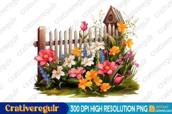Fence Spring Flowers Graphics for Local Branding