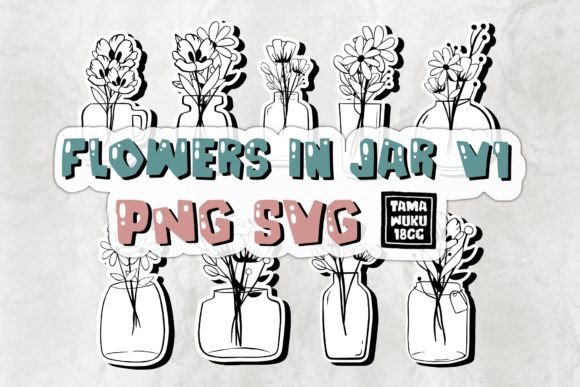 Flowers in Jar Graphics for Digital Selling