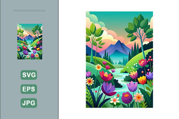 Flowers Vector Landscape Background