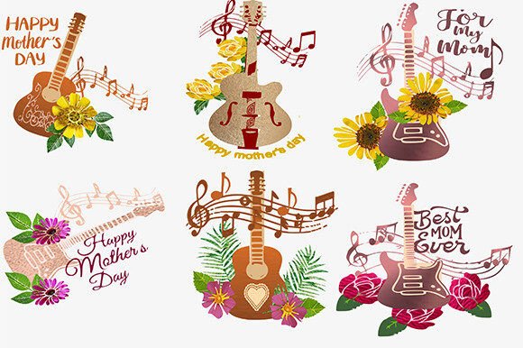 Guitar Flowers Mothers Day Graphics for Crafters