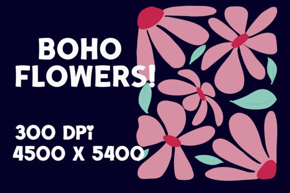 Hand Drawn Boho Flowers Graphics for Digital Sellers