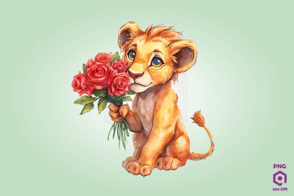 Lion Giving Flowers Graphics