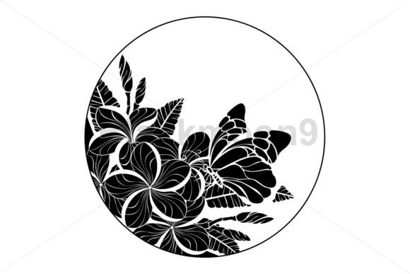 Monogram with Butterfly Flowers Graphics