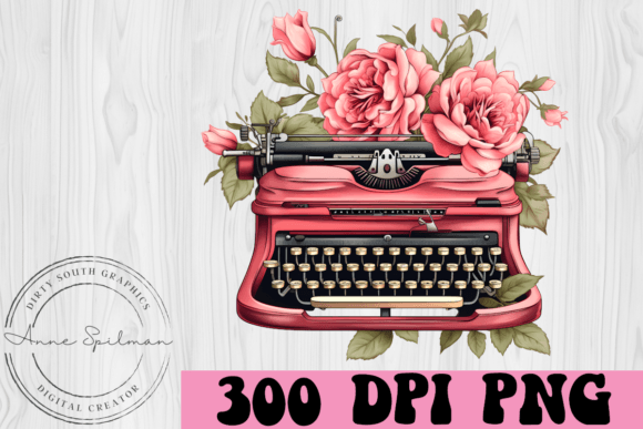 Old Fashioned Typewriter with Flowers