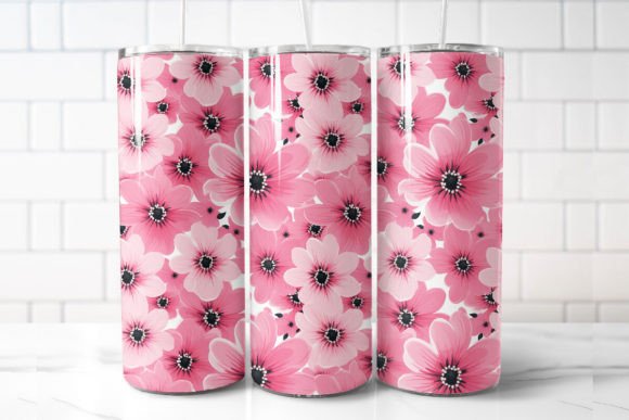 Pink Flowers 20oz Skinny Tumbler Graphics