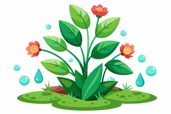 Plant with Flowers on a Background Graphics