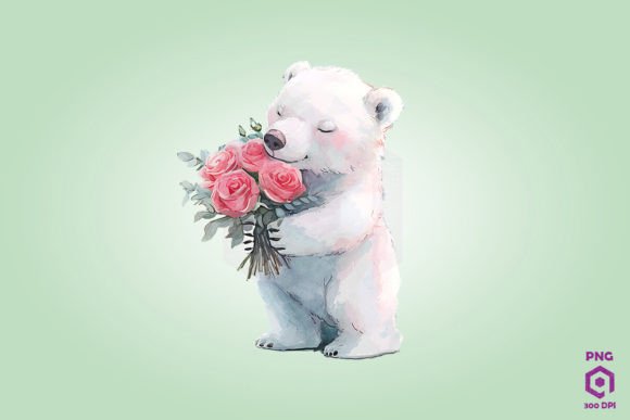 Polar Bear Giving Flowers