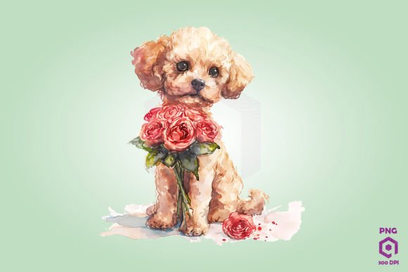 Poodle Giving Flowers Graphics for Local Branding