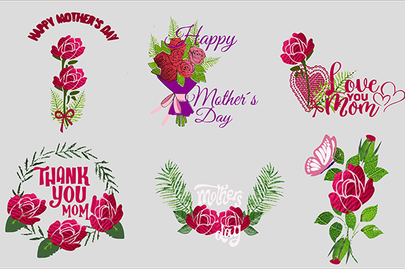 Red Roses Mothers Day Set 3 Graphics for Digital Sellers