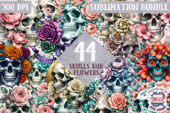 Skull and Flowers Graphics for Crafters