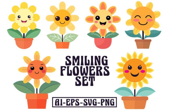 Smiling Flowers Graphics Bring Joy to Design Projects