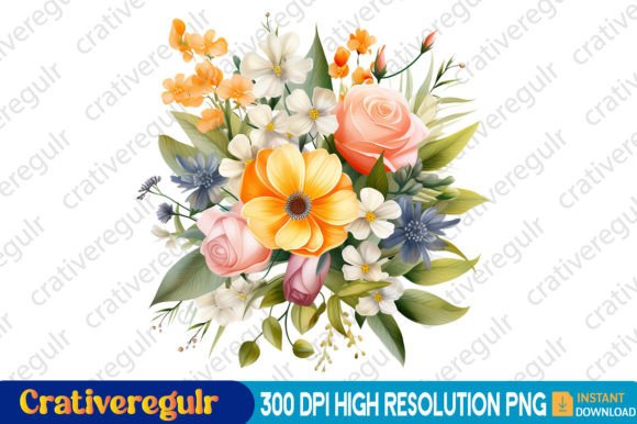 Spring Flowers Bouquet Graphics for Branding