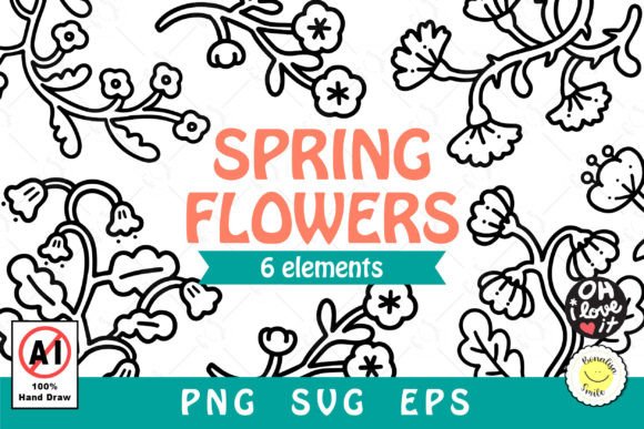 Spring Flowers Outline for Sublimation Graphics