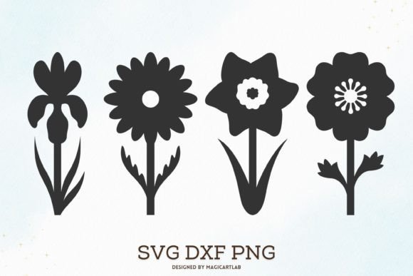 Spring Flowers Silhouettes Graphics