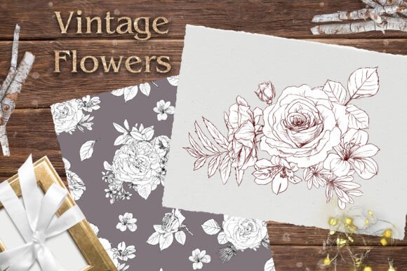 Vintage Flowers Print Graphics for Warm Branding