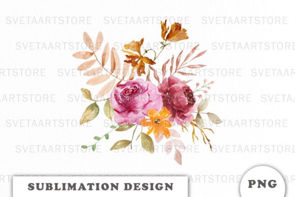 Watercolor Autumn Flowers Bouquet Graphics