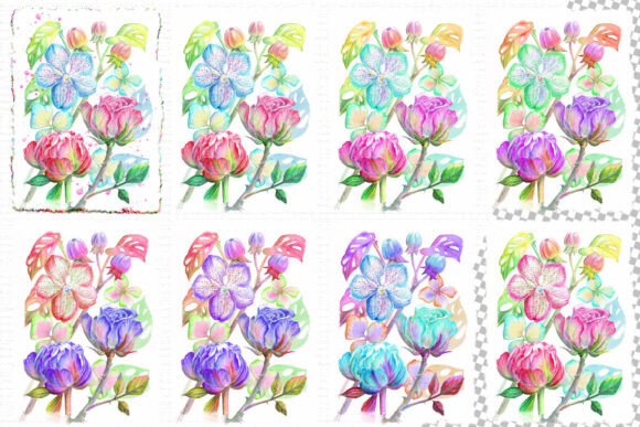Watercolor Flowers Sublimation PNG for Branding