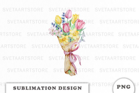Watercolor Spring Flowers Sublimation Graphics