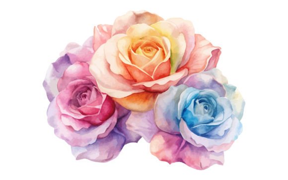 Watercolor Translucent Roses Graphics for Digital Selling