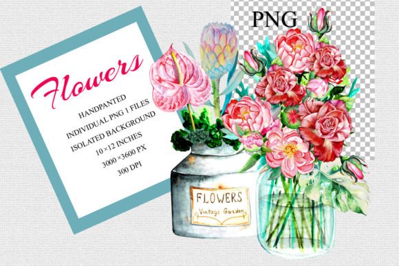 Watercolor Vintage Flowers Graphics for Branding and Marketing