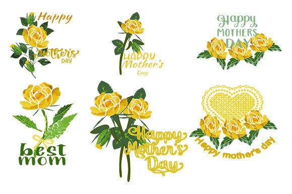 Yellow Flowers Mothers Day Set 1 for Graphic Designers